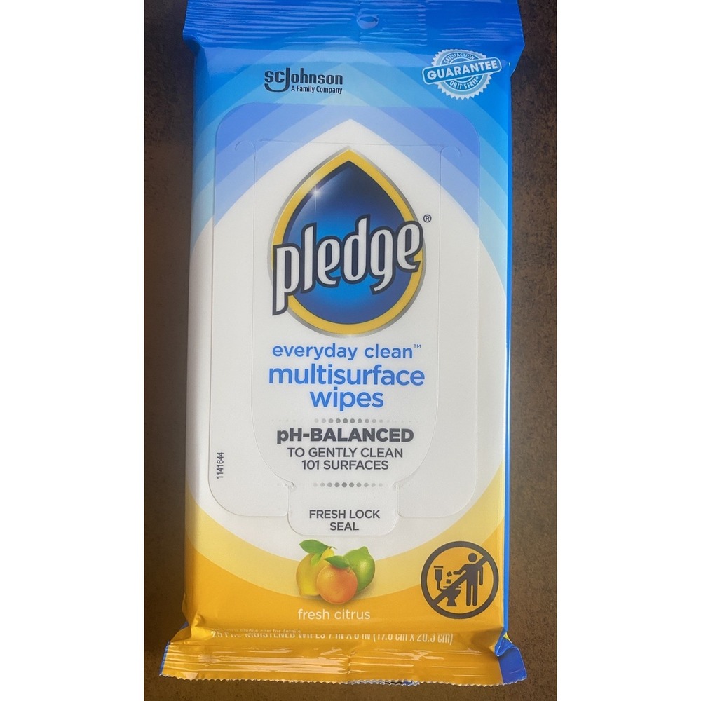 Pledge Multi-Surface Wipes, 4 Packs Of 25 Fresh Citrus/NEW/Sealed DISCONTINUED - Picture 2 of 2